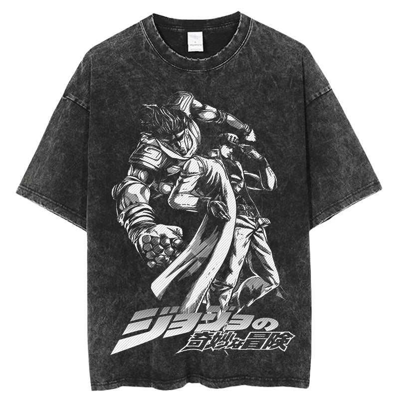 Jojos Bizarre Adventure Jotaro Kujo B&W Shirt Oversized Anime Shirt