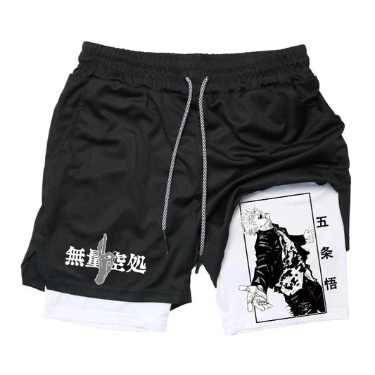 Jujutsu Kaisen Gojo Compression Shorts - Men's Anime Workout Shorts