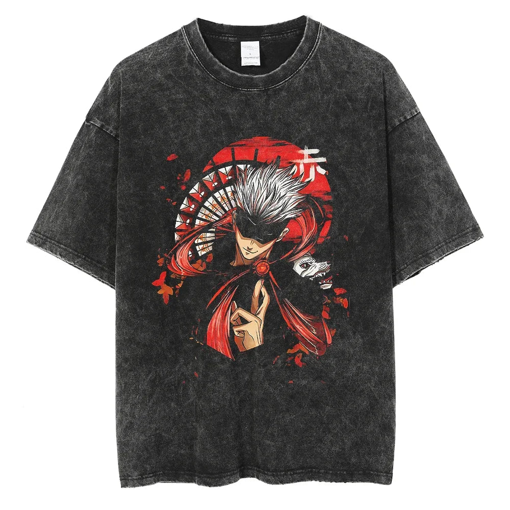 Jujutsu Kaisen Gojo Red Shirt Oversized Anime Shirt Graphic