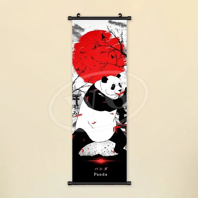 Jujutsu Kaisen Panda Canvas Poster Anime Home Decor Hanging Scroll