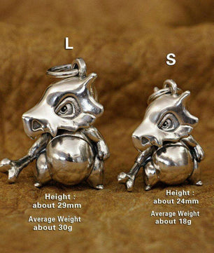 LINSION 925 Sterling Silver Cubone Pokemon Necklace Pendant