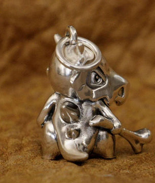 LINSION 925 Sterling Silver Cubone Pokemon Necklace Pendant