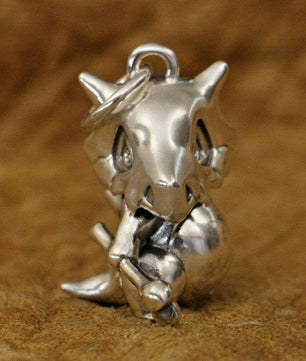 LINSION 925 Sterling Silver Cubone Pokemon Necklace Pendant