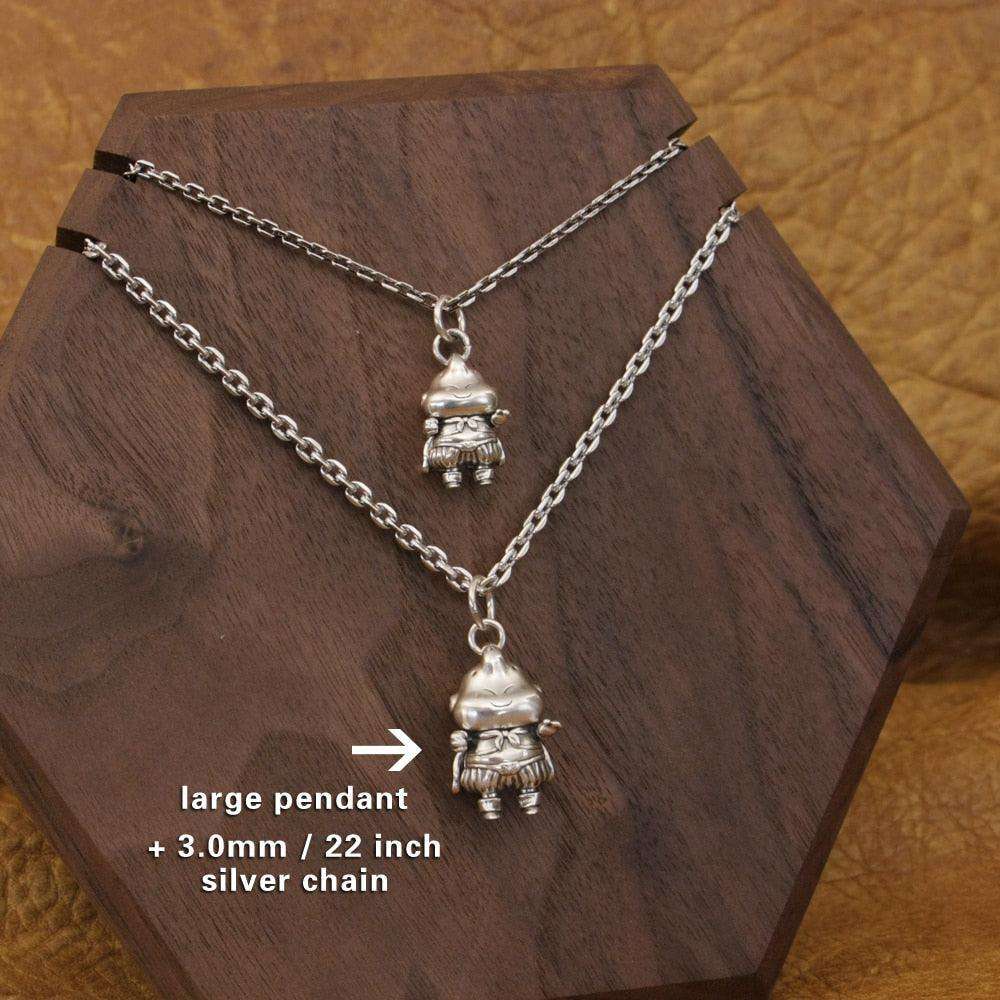 LINSION 925 Sterling Silver Majin Buu Dragon Ball Z Necklace Pendant