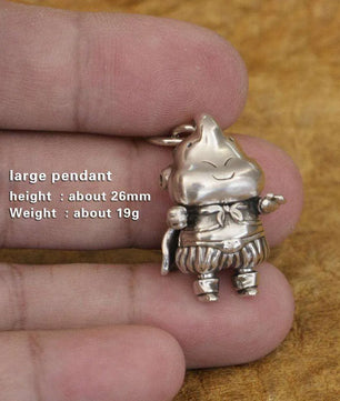 LINSION 925 Sterling Silver Majin Buu Dragon Ball Z Necklace Pendant
