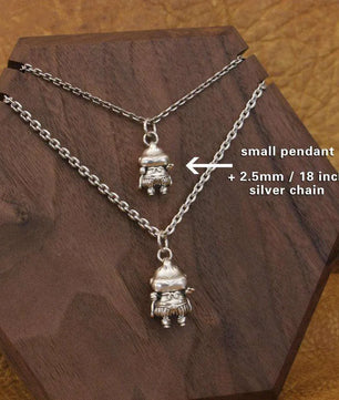 LINSION 925 Sterling Silver Majin Buu Dragon Ball Z Necklace Pendant