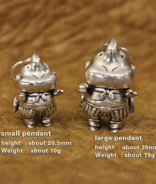 LINSION 925 Sterling Silver Majin Buu Dragon Ball Z Necklace Pendant