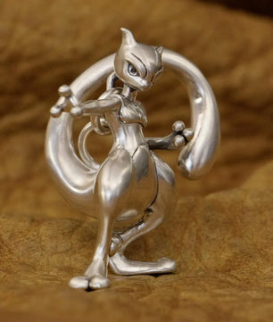 LINSION 925 Sterling Silver Mewtwo Pokemon Necklace Pendant