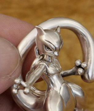 LINSION 925 Sterling Silver Mewtwo Pokemon Necklace Pendant