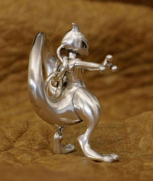 LINSION 925 Sterling Silver Mewtwo Pokemon Necklace Pendant