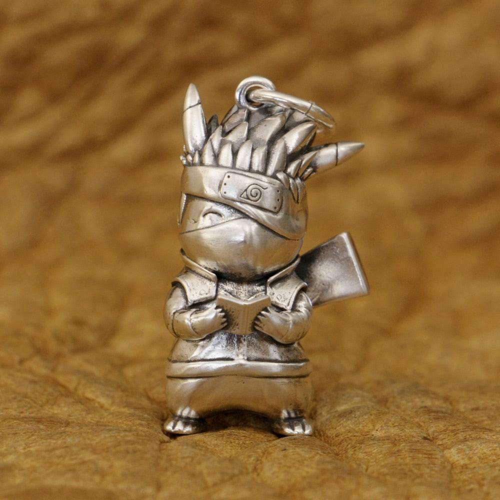 LINSION Q Version 925 Sterling Silver Pikachu Kakashi Outfit Pendant