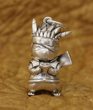 LINSION Q Version 925 Sterling Silver Pikachu Kakashi Outfit Pendant