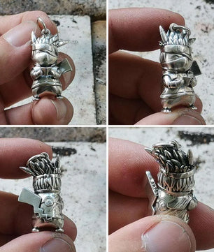 LINSION Q Version 925 Sterling Silver Pikachu Kakashi Outfit Pendant