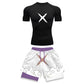Luffy Style Compression Shirt & Shorts Set - Anime Workout Set Rash Guard