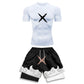 Luffy Style Compression Shirt & Shorts Set - Anime Workout Set Rash Guard