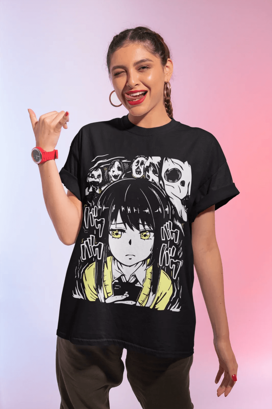 Mieruko Chan Shirt Cotton Anime Shirt Graphic Tees