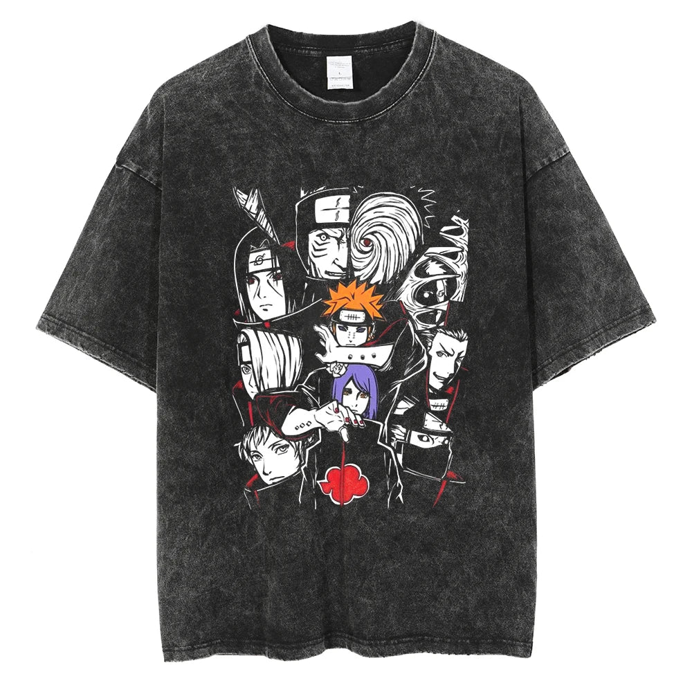 Naruto Akatsuki Shirt Oversized Anime Graphic Cotton Shirt