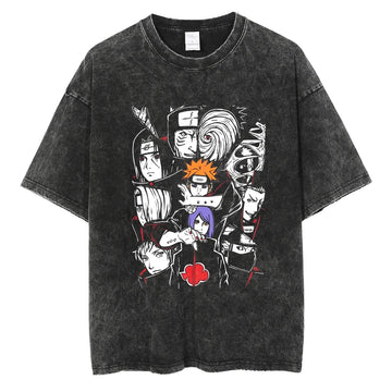 Naruto Akatsuki Shirt Oversized Anime Graphic Cotton Shirt