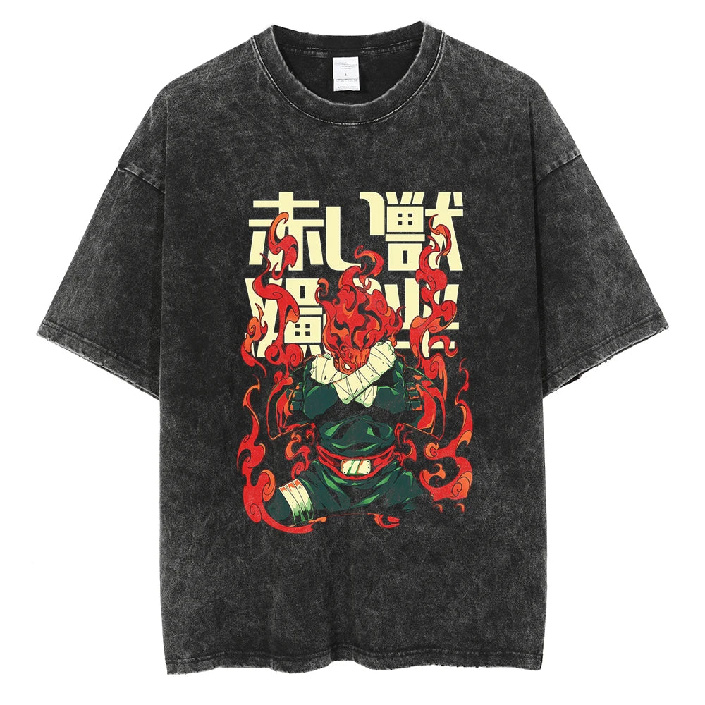 Naruto Eight Gates Guy Shirt Oversized Anime Graphic Cotton Shirt