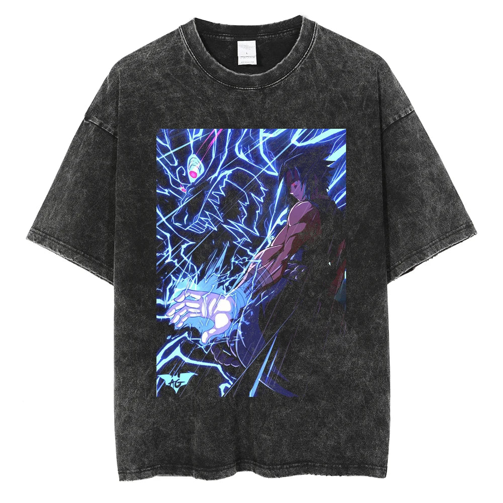Naruto Sasuke Shirt Oversized Anime Graphic Cotton Shirt