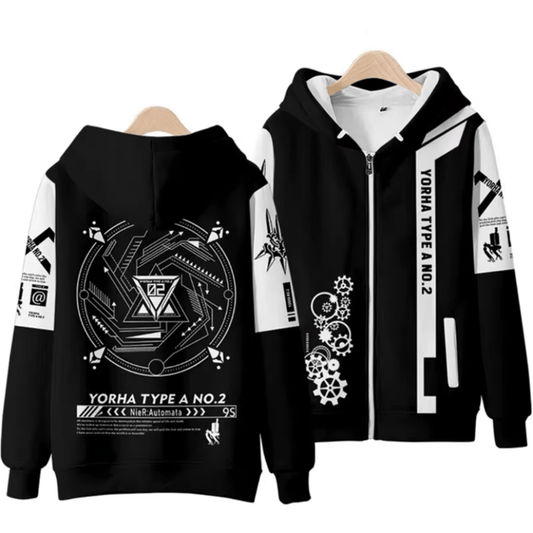 NieR Automata Hoodie A2 Zip Up Jacket Fleece Anime Hoodie