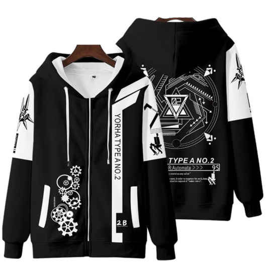 NieR Automata Hoodie Zip Up Jacket Fleece Anime Hoodie