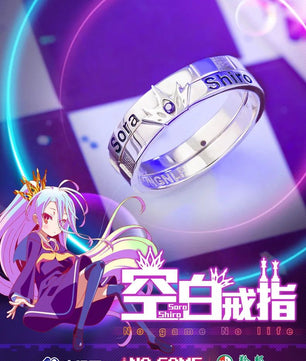 No Game No Life Sora Shiro 925 Sterling Silver Anime Ring