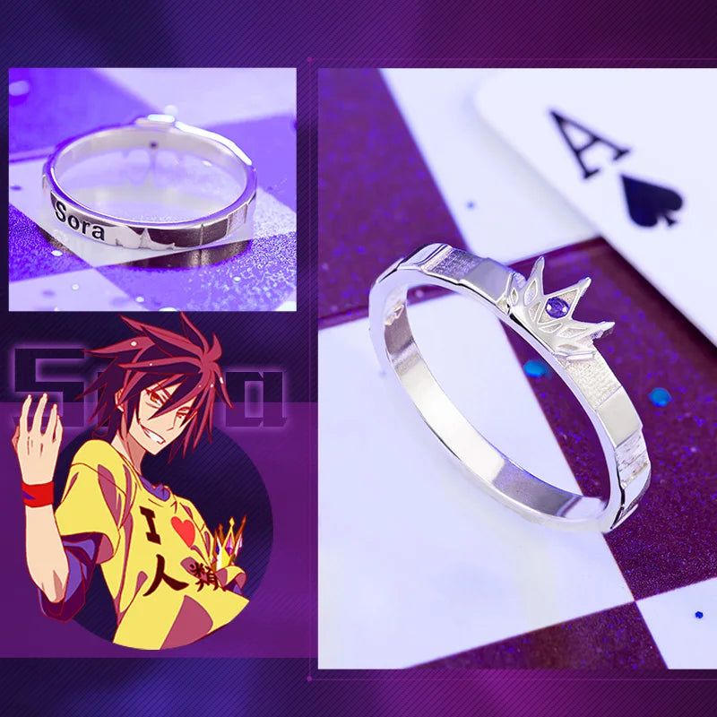 No Game No Life Sora Shiro 925 Sterling Silver Anime Ring