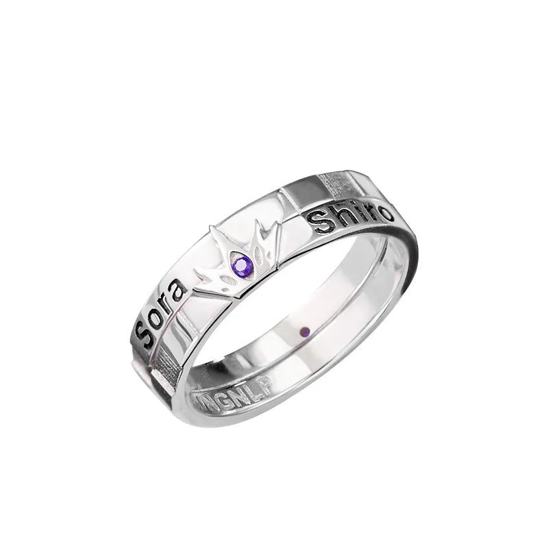 No Game No Life Sora Shiro 925 Sterling Silver Anime Ring