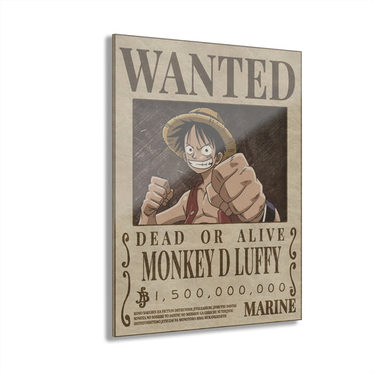 One Piece Luffy Wanted Poster Acrylic Print - Anime Wall Art