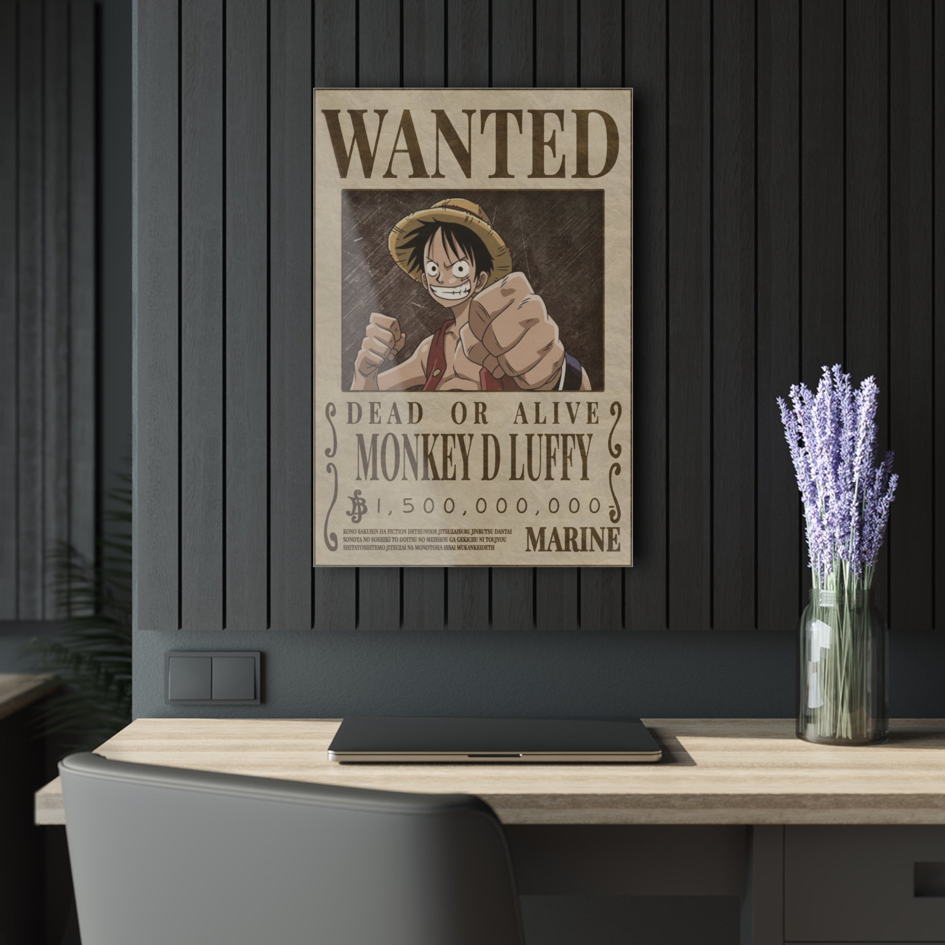 One Piece Luffy Wanted Poster Acrylic Print - Anime Wall Art