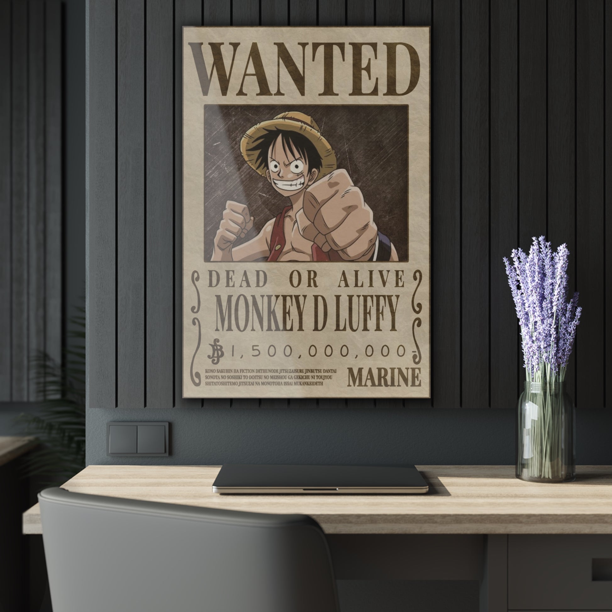 One Piece Luffy Wanted Poster Acrylic Print - Anime Wall Art