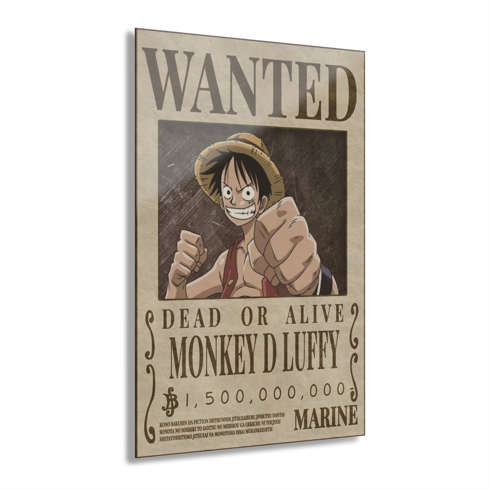 One Piece Luffy Wanted Poster Acrylic Print - Anime Wall Art