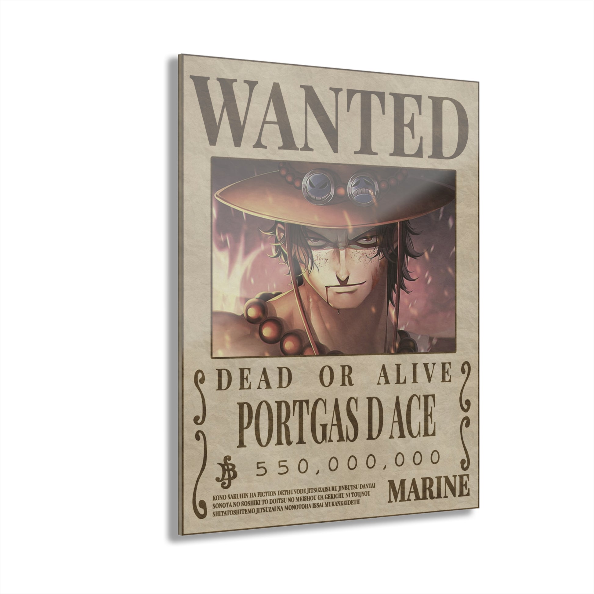 One Piece Portgas D. Ace Wanted Poster Acrylic Print - Anime Wall Art