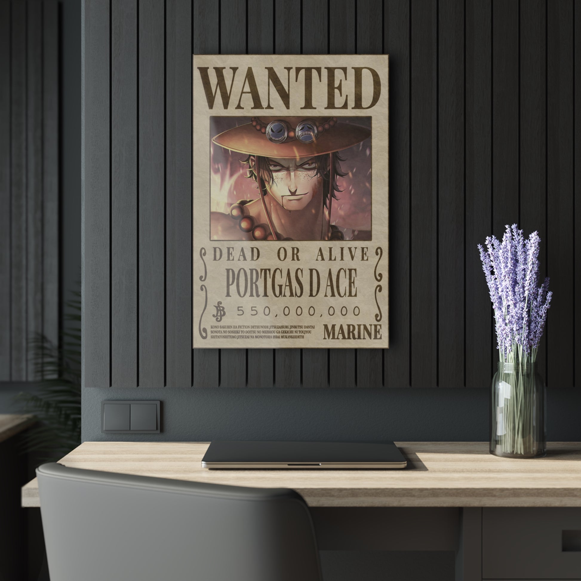 One Piece Portgas D. Ace Wanted Poster Acrylic Print - Anime Wall Art