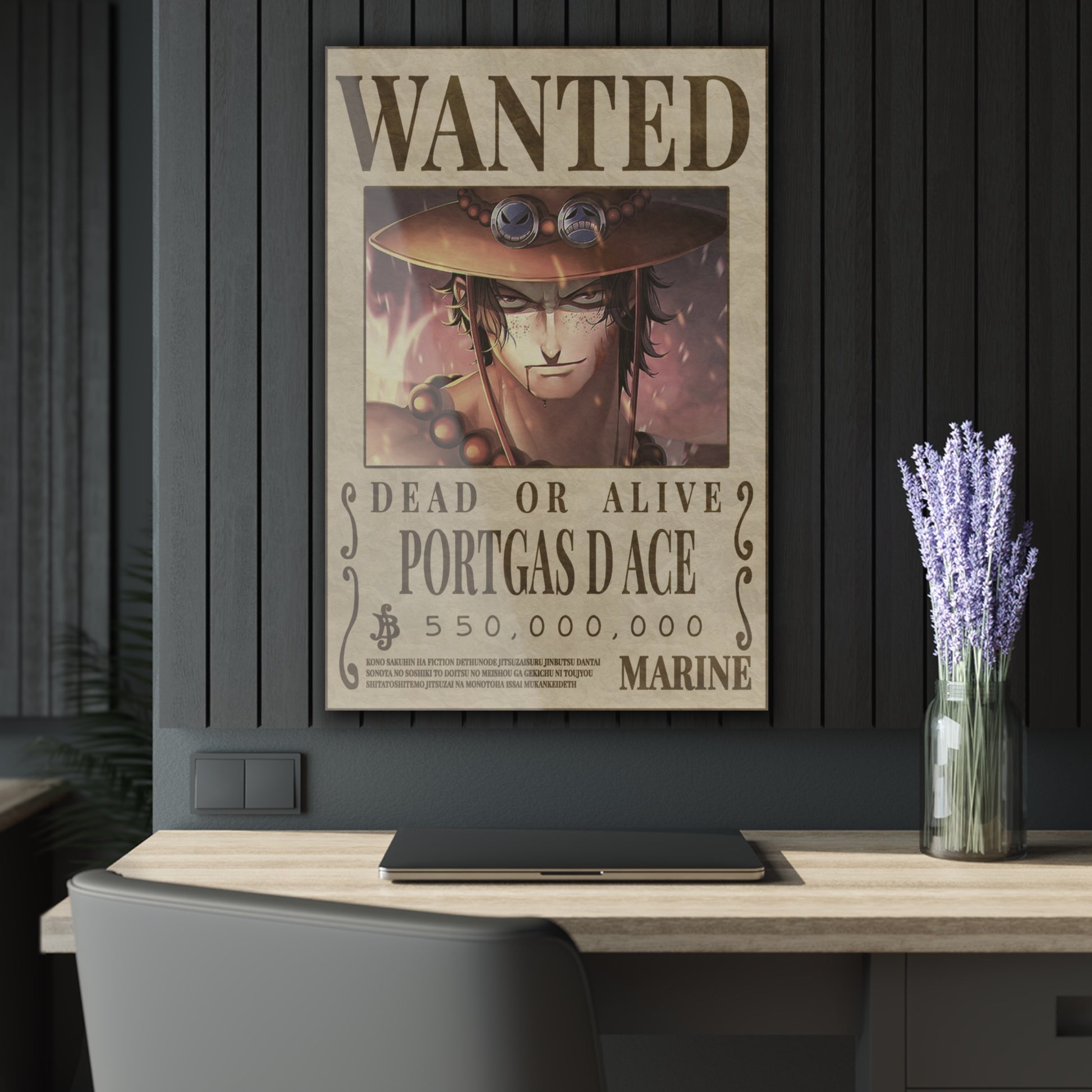 One Piece Portgas D. Ace Wanted Poster Acrylic Print - Anime Wall Art