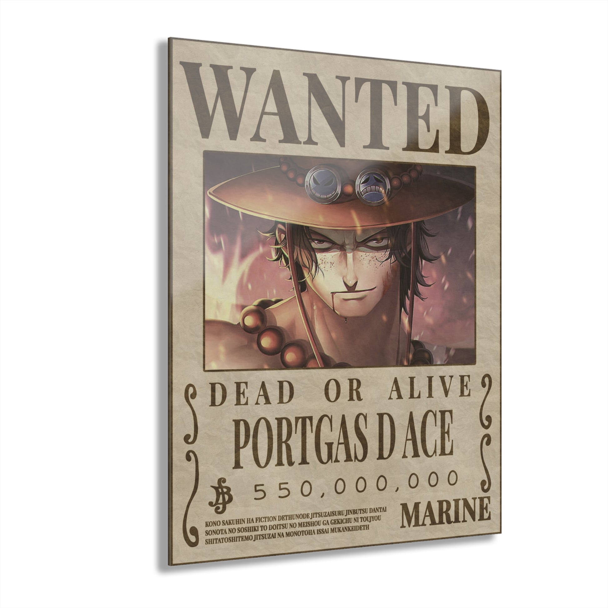 One Piece Portgas D. Ace Wanted Poster Acrylic Print - Anime Wall Art