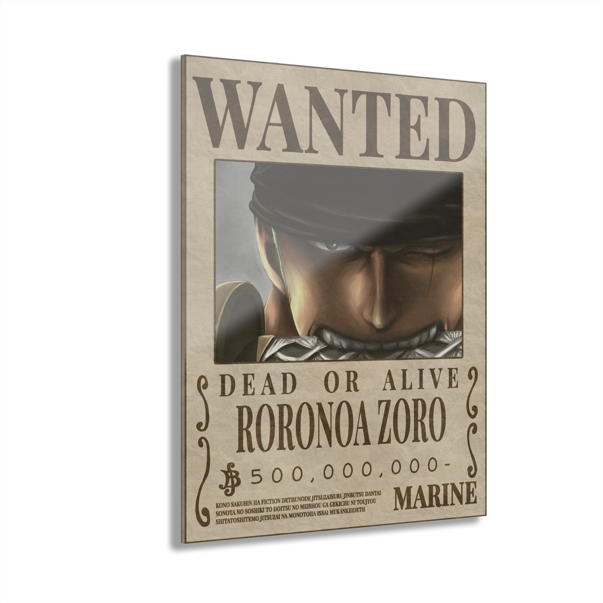 One Piece Roronoa Zoro Wanted Poster Acrylic Print - Anime Wall Art