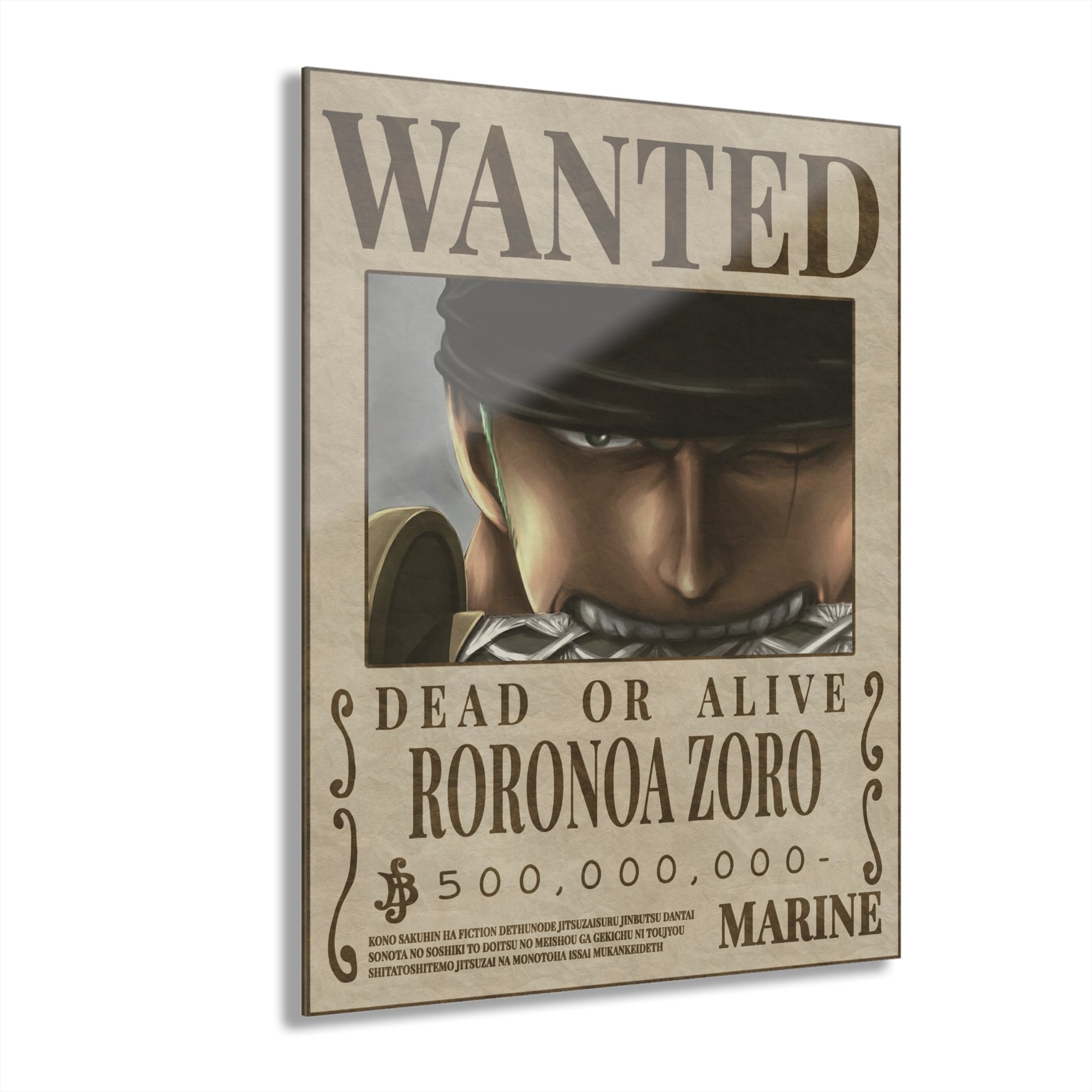 One Piece Roronoa Zoro Wanted Poster Acrylic Print - Anime Wall Art