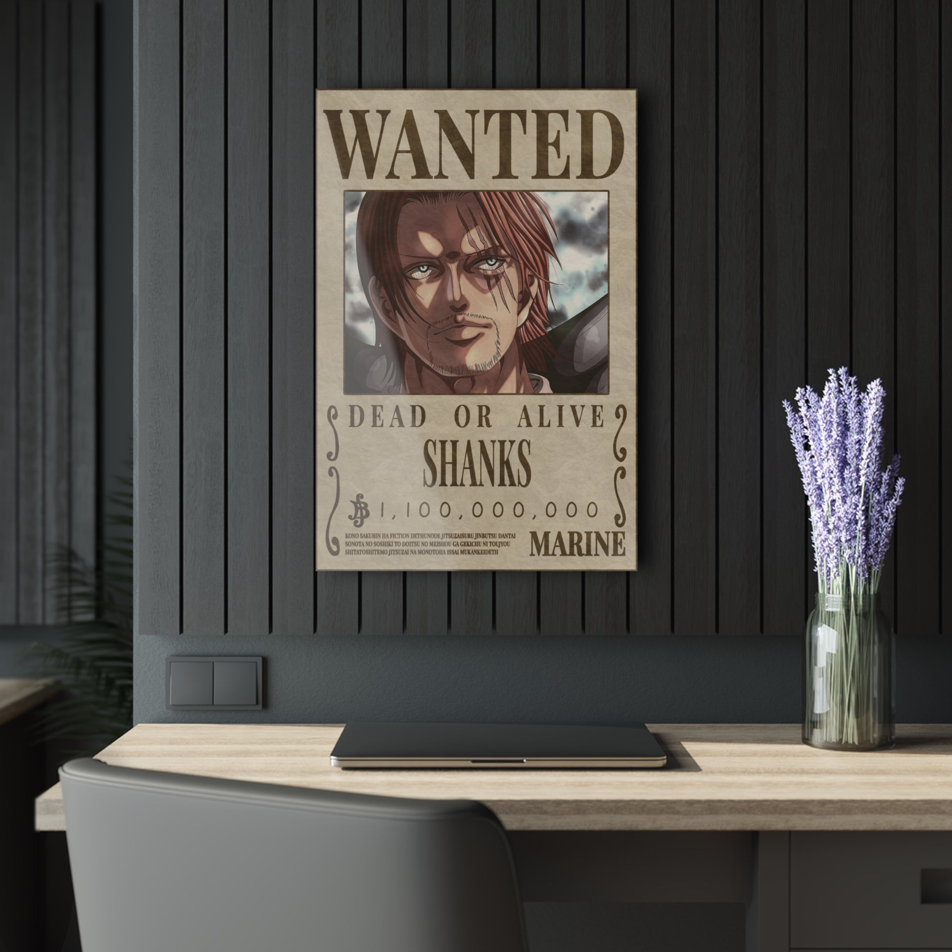 One Piece Shanks Wanted Poster Acrylic Print - Anime Wall Art