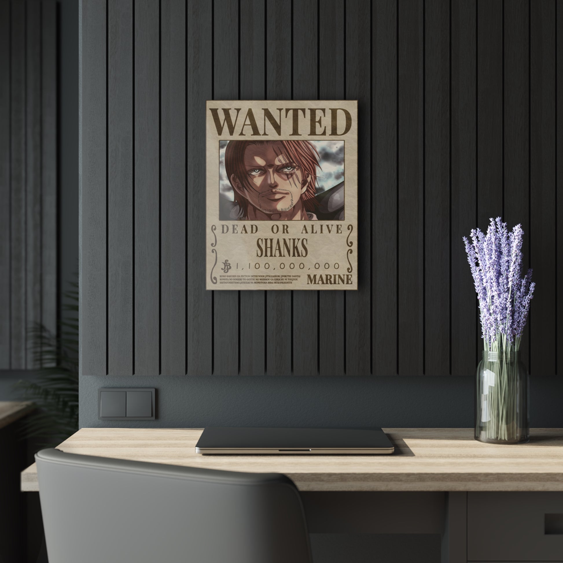 One Piece Shanks Wanted Poster Acrylic Print - Anime Wall Art