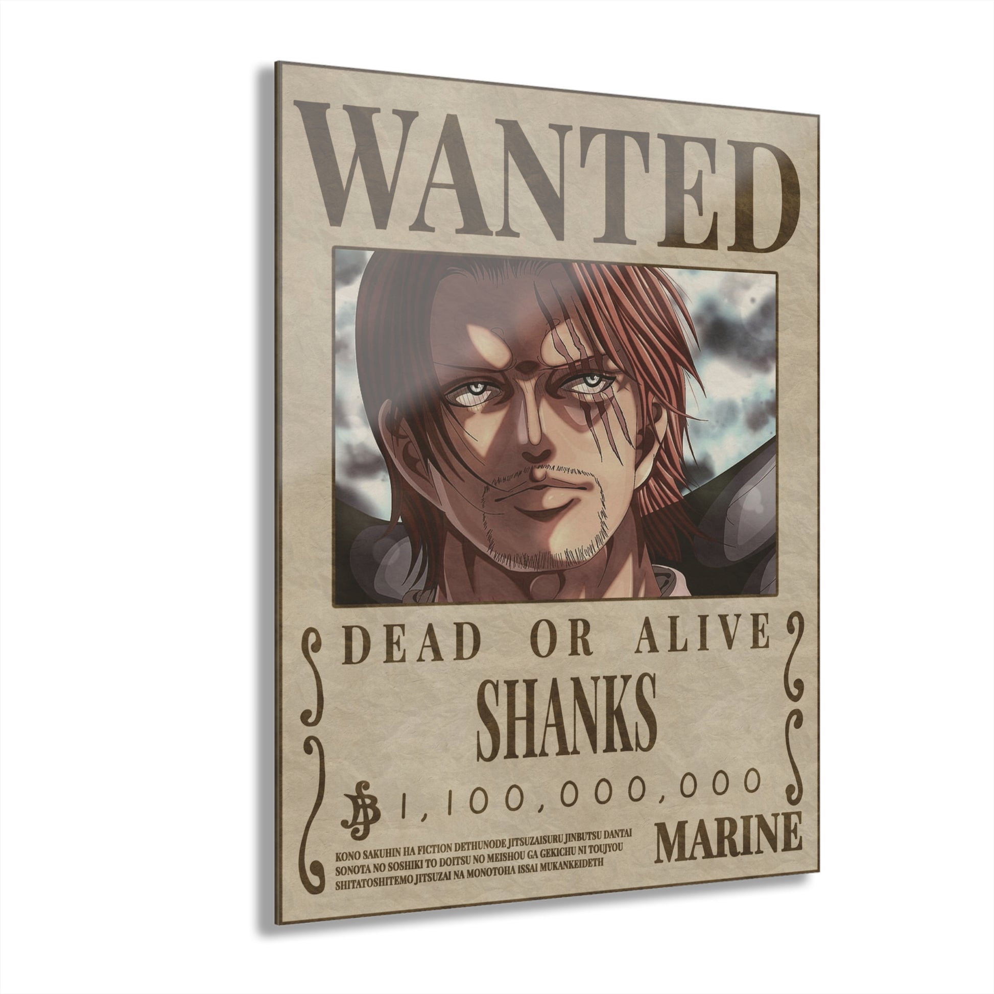 One Piece Shanks Wanted Poster Acrylic Print - Anime Wall Art