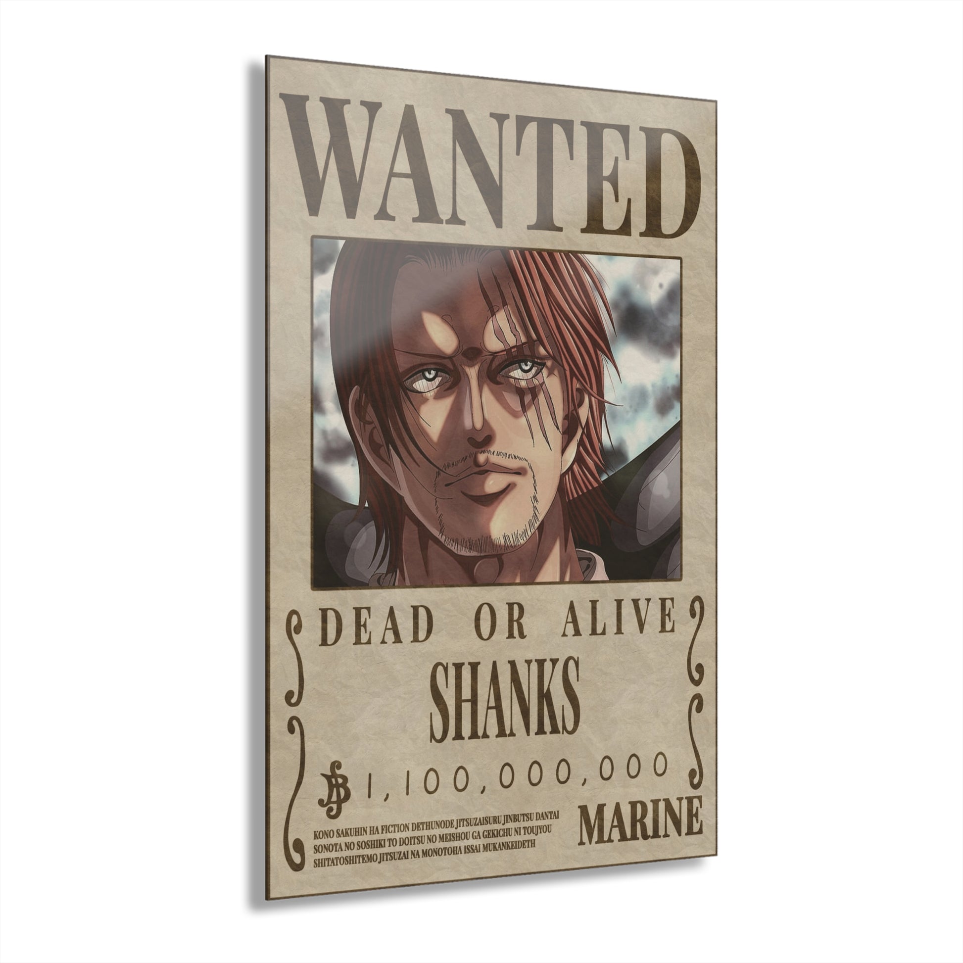 One Piece Shanks Wanted Poster Acrylic Print - Anime Wall Art