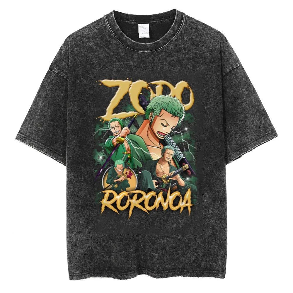 One Piece Zoro Oversized Anime Graphic Cotton Shirt