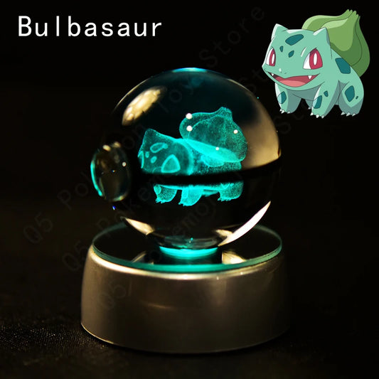 Pokemon Bulbasaur Figure 3D Crystal Ball Night Light Lamp