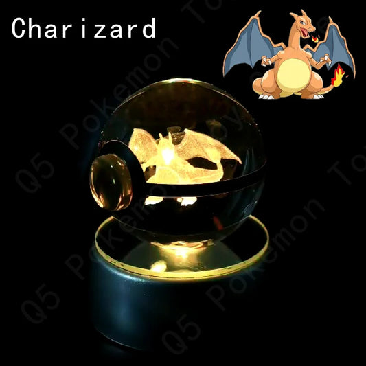 Pokemon Charizard Figure 3D Crystal Ball Night Light Lamp