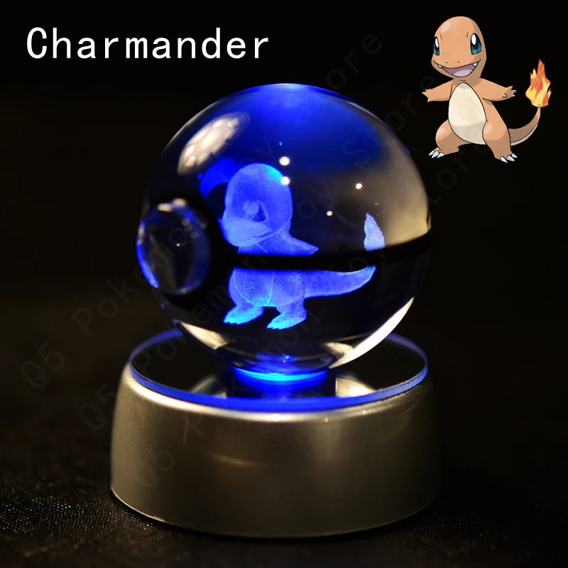 Pokemon Charmander Figure 3D Crystal Ball Night Light Lamp