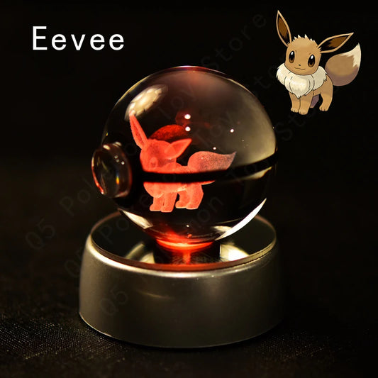 Pokemon Eevee Figure 3D Crystal Ball Night Light Lamp