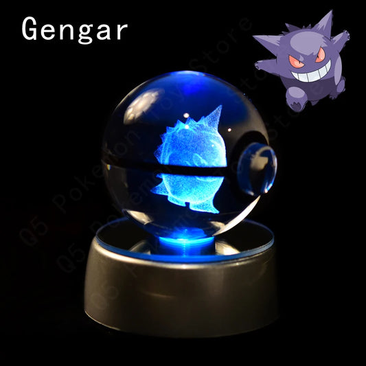 Pokemon Gengar Figure 3D Crystal Ball Night Light Lamp