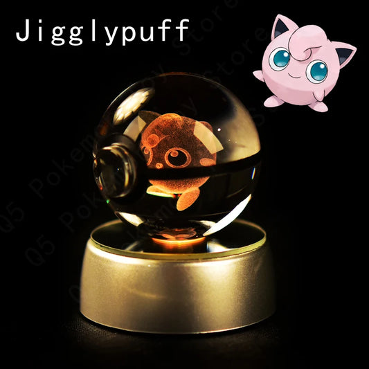 Pokemon Jigglypuff Figure 3D Crystal Ball Night Light Lamp